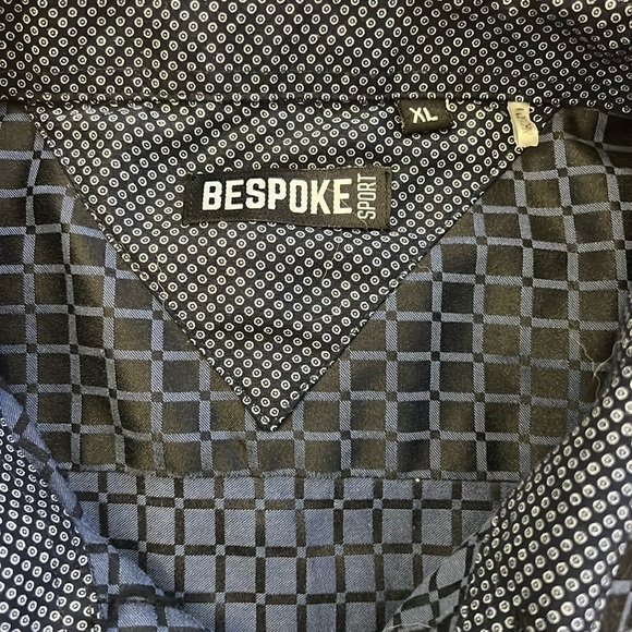 Bespoke Sport Short Sleeve Button Front Shirt Two-Tone Black/Blue Windowpane XL - Picture 6 of 13